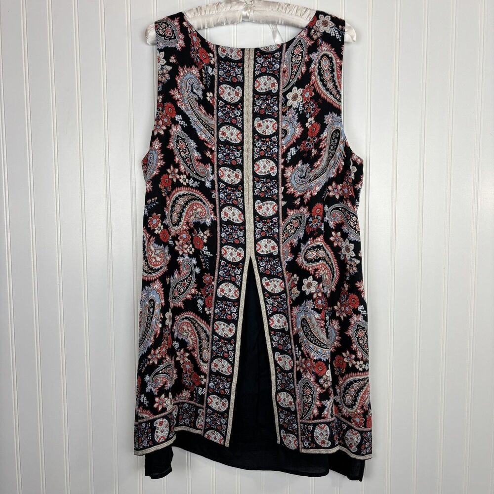 J Jill Womens Black Floral Paisley Dress Size L Shift Lined Lightweight Summer - Picture 2 of 13